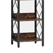 Benjara Corner Bookcase- 7 Tier Rustic Brown Wood Shelves- 79