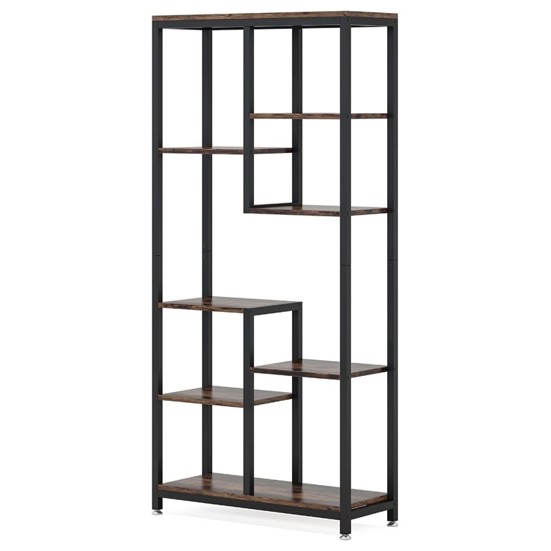 Benjara Industrial Art Bookshelf w 8 Open Shelves- 31