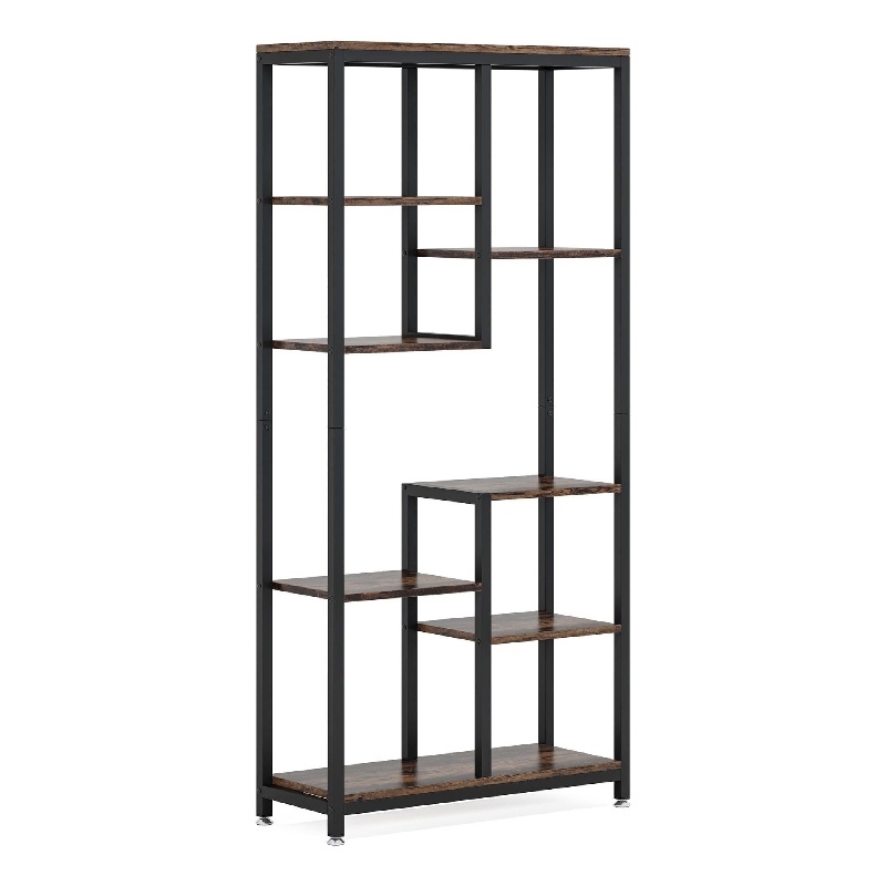 Benjara Industrial Art Bookshelf w 8 Open Shelves- 31