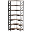 Benjara Corner Bookcase- 7 Tier w 14 Open Shelves- 79