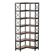 Benjara Corner Bookcase- 7 Tier w 14 Open Shelves- 79