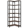 Benjara 7 Tier Corner Bookcase- 14 Open Wood Shelves- 79