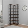 Benjara 7 Tier Corner Bookcase- 14 Open Wood Shelves- 79