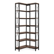 Benjara 7 Tier Corner Bookcase- 14 Open Wood Shelves- 79