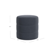 Benjara Sem Round Accent Ottoman- Royal Blue Channel Stitched Velvet 18 Inch