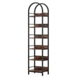Benjara Meo Corner Bookshelf- 6 Shelves- Industrial Arched Black Metal Frame