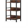 Benjara Meo Corner Bookshelf- 6 Shelves- Industrial Arched Black Metal Frame
