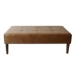 Benjara Coffee Table Ottoman- Brown Wood and Tufted Faux Leather- 46 Inch