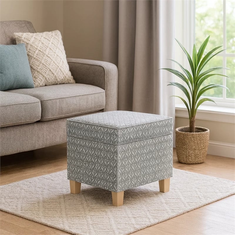 Benjara Pyp Square Storage Ottoman- 18