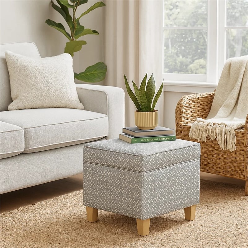 Benjara Pyp Square Storage Ottoman- 18