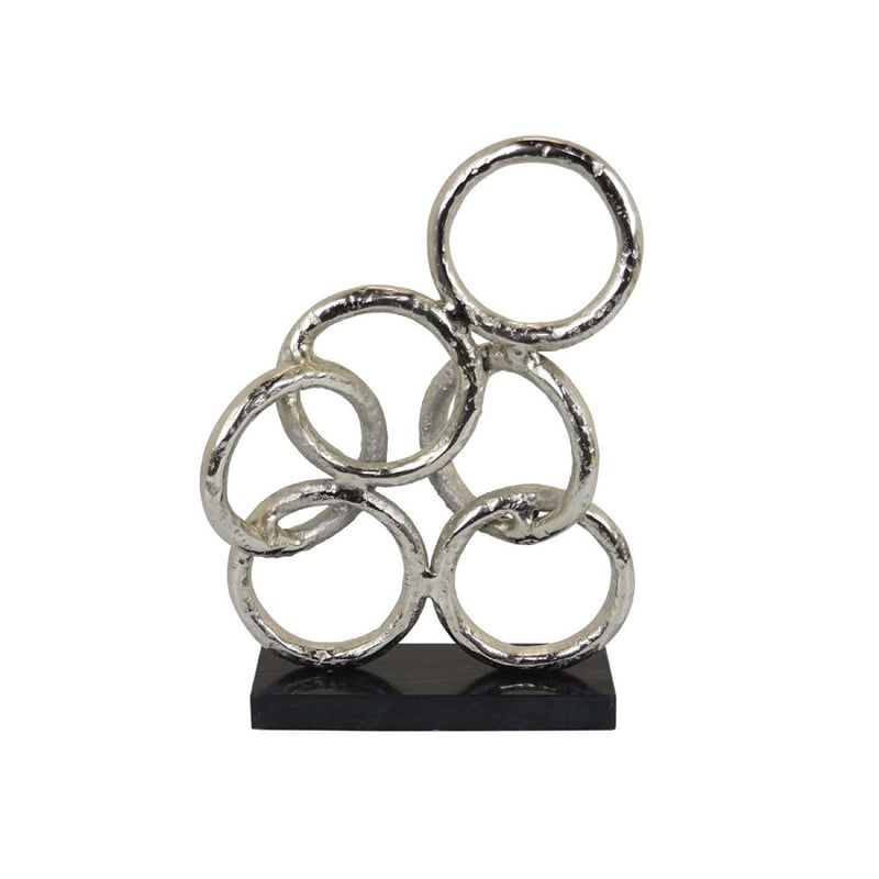 Benjara Abstract Interlinked Ring Sculpture w Black Base- 15