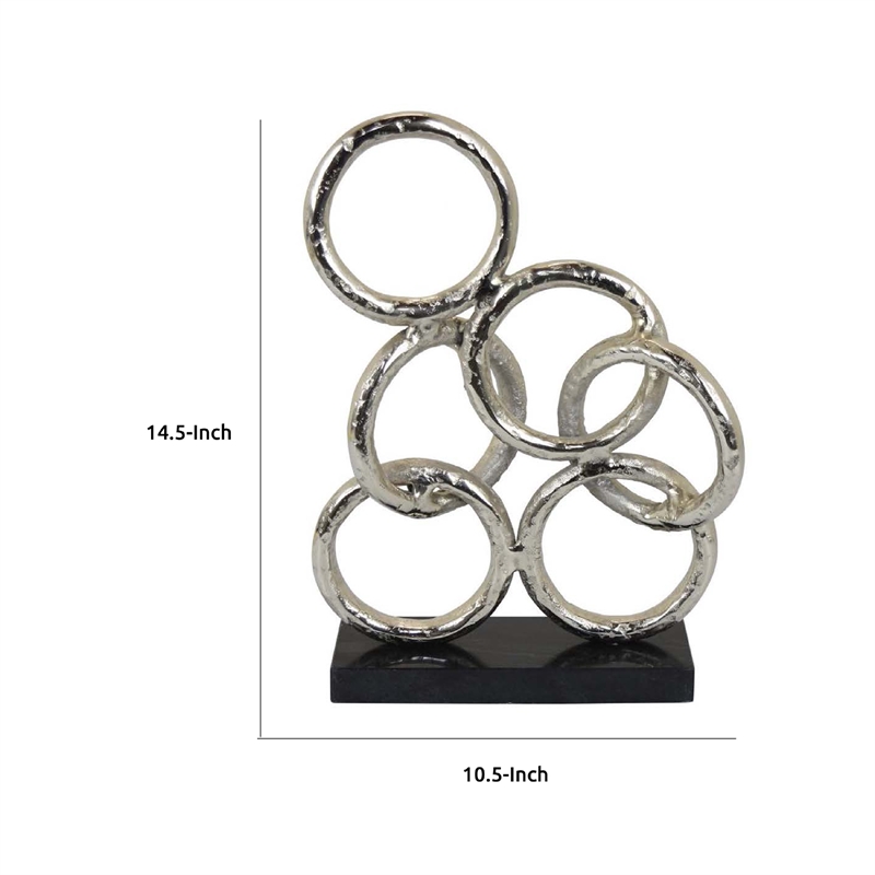 Benjara Abstract Interlinked Ring Sculpture w Black Base- 15