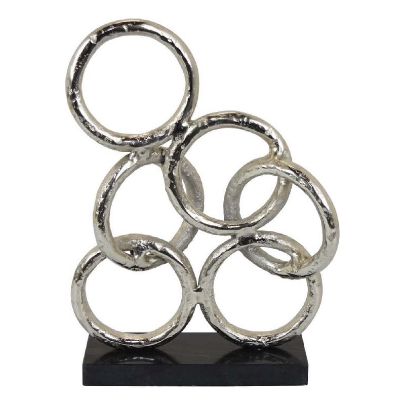 Benjara Abstract Interlinked Ring Sculpture w Black Base- 15