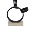 Benjara Lo Abstract Interlinked Ring Sculpture- Solid White Base- Black Metal