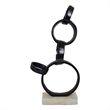 Benjara Lo Abstract Interlinked Ring Sculpture- Solid White Base- Black Metal