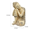 Benjara Decorative Resting Buddha Figurine- Antique Beige Resin- 14 Inch
