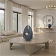 Benjara Stone Age Inspired Abstract Sculpture w Geometric Cutout- Black Resin