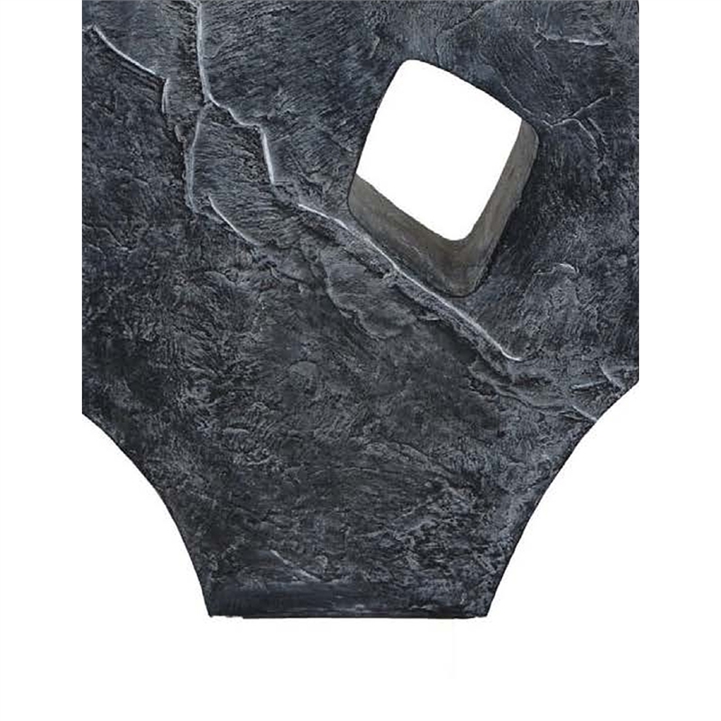 Benjara Stone Age Inspired Abstract Sculpture w Geometric Cutout- Black Resin