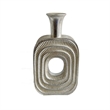 Benjara Peny Decorative Flower Vase- 22 Inch- Narrow Neck- Silver Resin Base