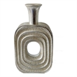 Benjara Peny Decorative Flower Vase- 22 Inch- Narrow Neck- Silver Resin Base