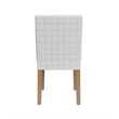 Benjara Kip Dining Chair- Honey Oak Wood- Cream Mini Grid Pattern Woven Fabric