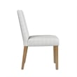 Benjara Kip Dining Chair- Honey Oak Wood- Cream Mini Grid Pattern Woven Fabric