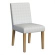 Benjara Kip Dining Chair- Honey Oak Wood- Cream Mini Grid Pattern Woven Fabric