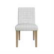 Benjara Kip Dining Chair- Honey Oak Wood- Cream Mini Grid Pattern Woven Fabric