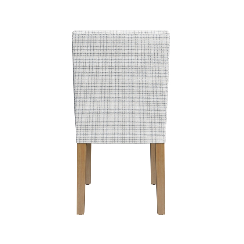 Benjara Kip Dining Chair- Honey Oak Wood- Cream Mini Grid Pattern Woven Fabric