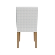 Benjara Kip Dining Chair- Honey Oak Wood- Cream Mini Grid Pattern Woven Fabric
