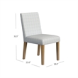 Benjara Kip Dining Chair- Honey Oak Wood- Cream Mini Grid Pattern Woven Fabric