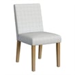 Benjara Kip Dining Chair- Honey Oak Wood- Cream Mini Grid Pattern Woven Fabric