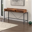 Benjara Zil Sofa Console Table- 71 Inch- Industrial Brown Wood and Black Metal