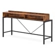 Benjara Zil Sofa Console Table- 71 Inch- Industrial Brown Wood and Black Metal