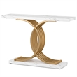 Benjara Meu Console Table- Curved Gold Metal Base- 39