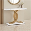 Benjara Meu Console Table- Curved Gold Metal Base- 39