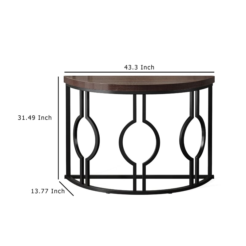 Benjara Accent Sofa Console Table- Geometric Black Metal- 43