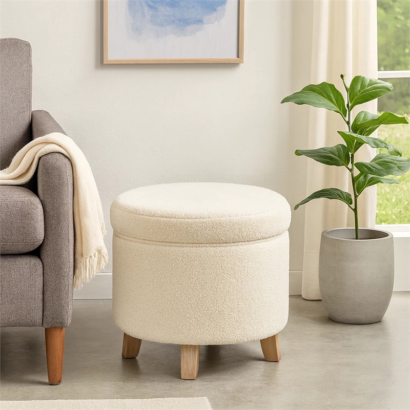 Benjara Loni Round Storage Ottoman- 19