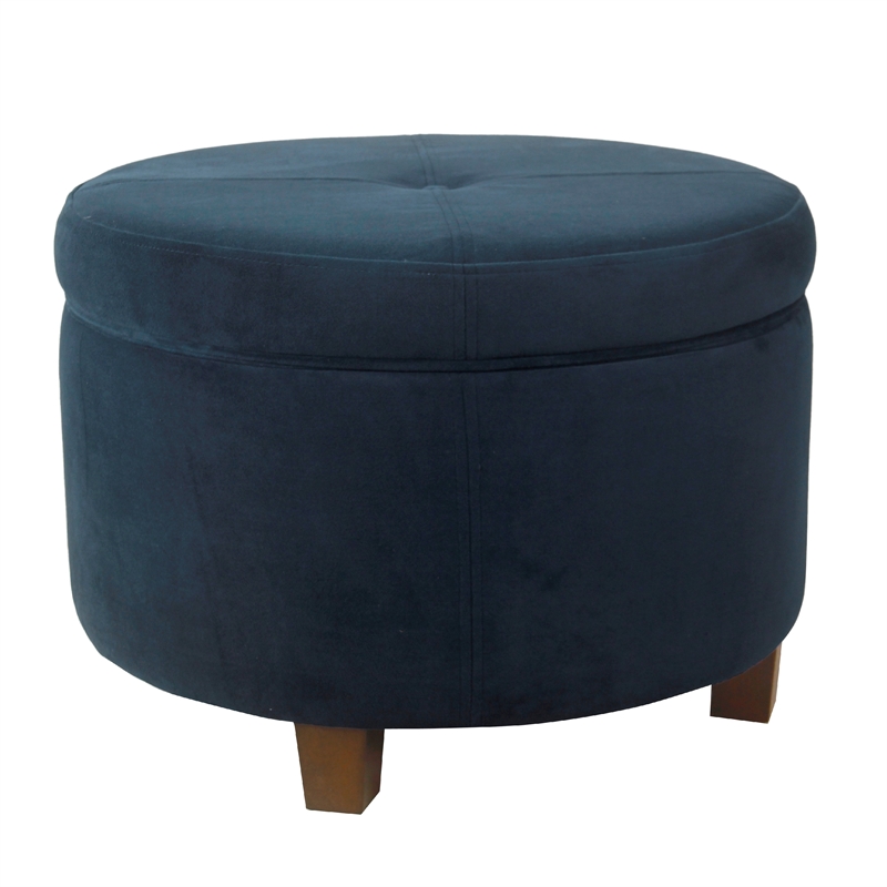 Benjara Soni Round Storage Ottoman- 24