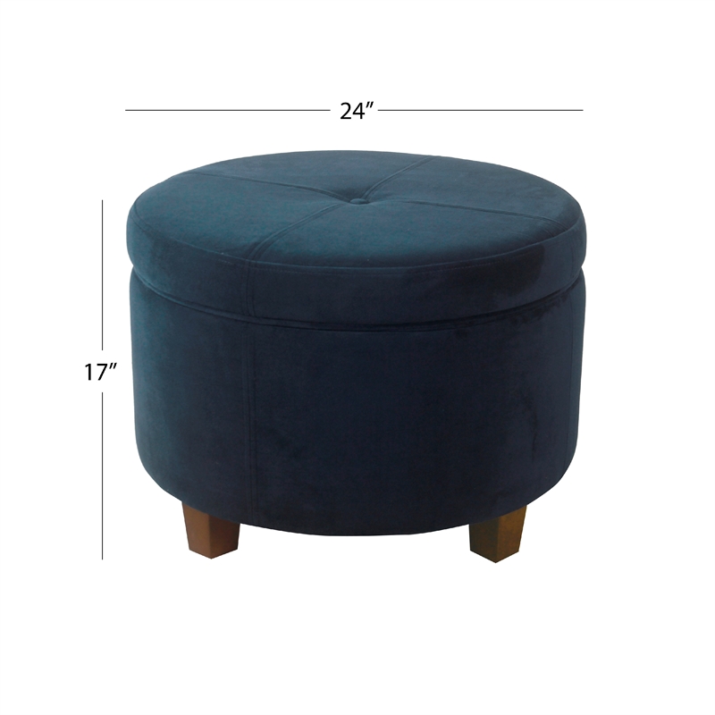 Benjara Soni Round Storage Ottoman- 24