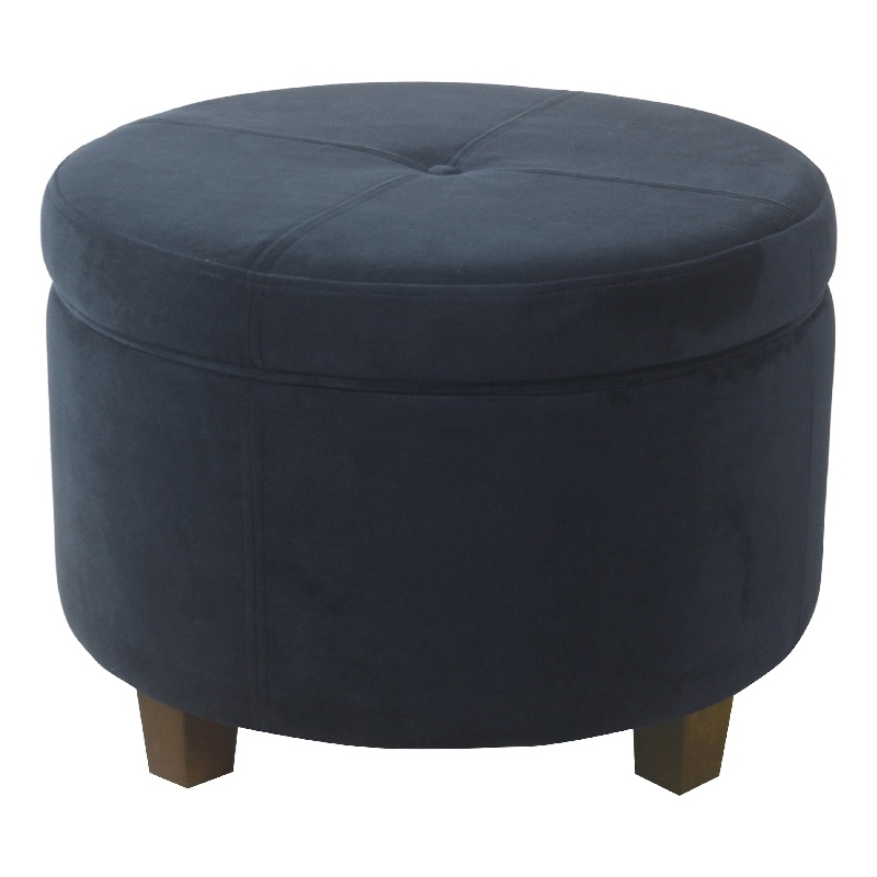 Benjara Soni Round Storage Ottoman- 24