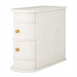 Benjara Side Table Nightstand w 2 Drawers- Narrow Curved Design- White- Gold