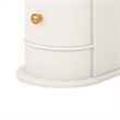 Benjara Side Table Nightstand w 2 Drawers- Narrow Curved Design- White- Gold