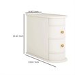 Benjara Side Table Nightstand w 2 Drawers- Narrow Curved Design- White- Gold