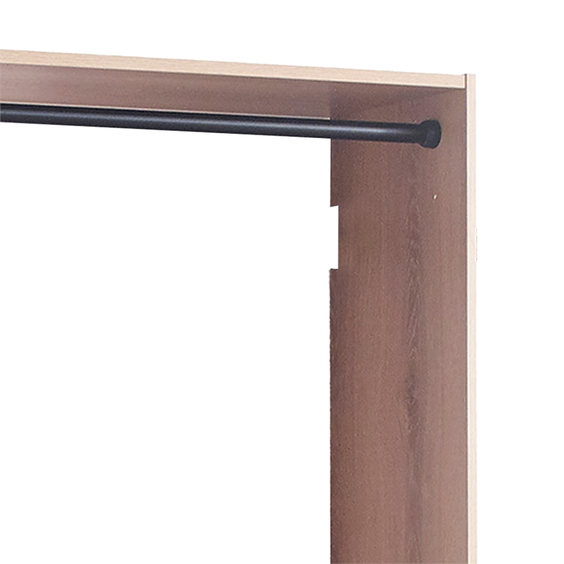 Benjara Vedz Wall Mounted Walk in Closet- 2 Hanging Rods- Oak Brown Melamine