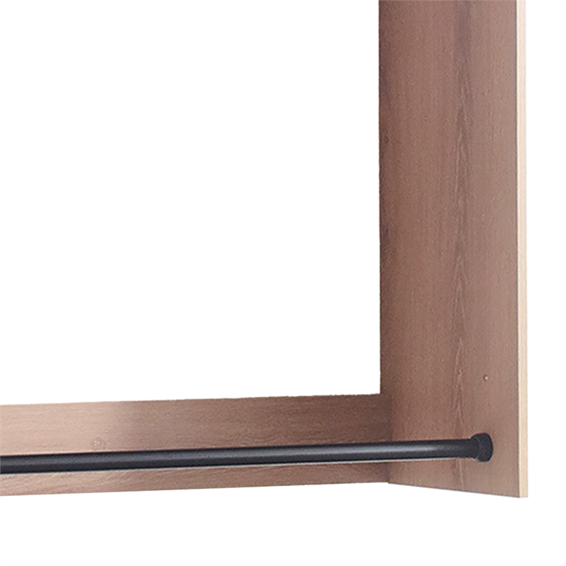 Benjara Vedz Wall Mounted Walk in Closet- 2 Hanging Rods- Oak Brown Melamine