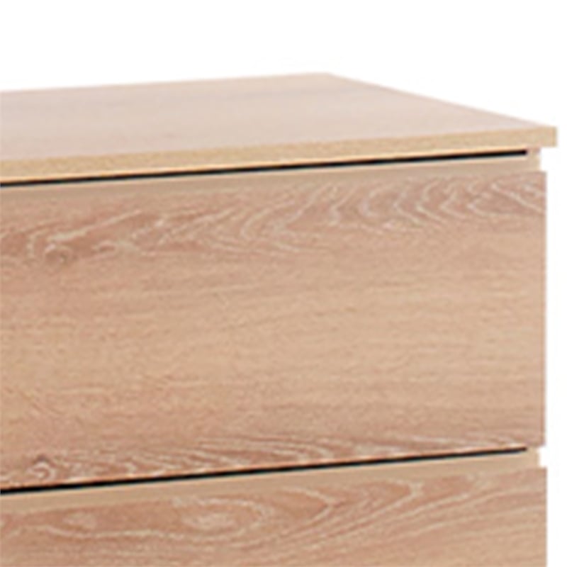 Benjara Vedz Dresser Unit with 2 Drawers- Modern Oak Brown Melamine Finish