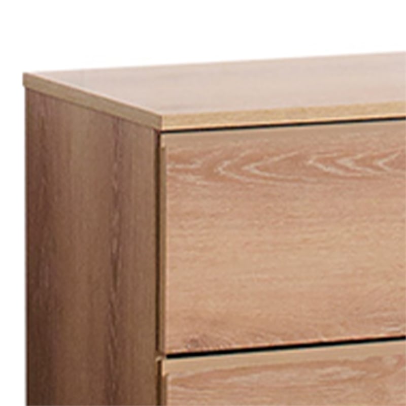 Benjara Vedz Dresser Unit with 2 Drawers- Modern Oak Brown Melamine Finish