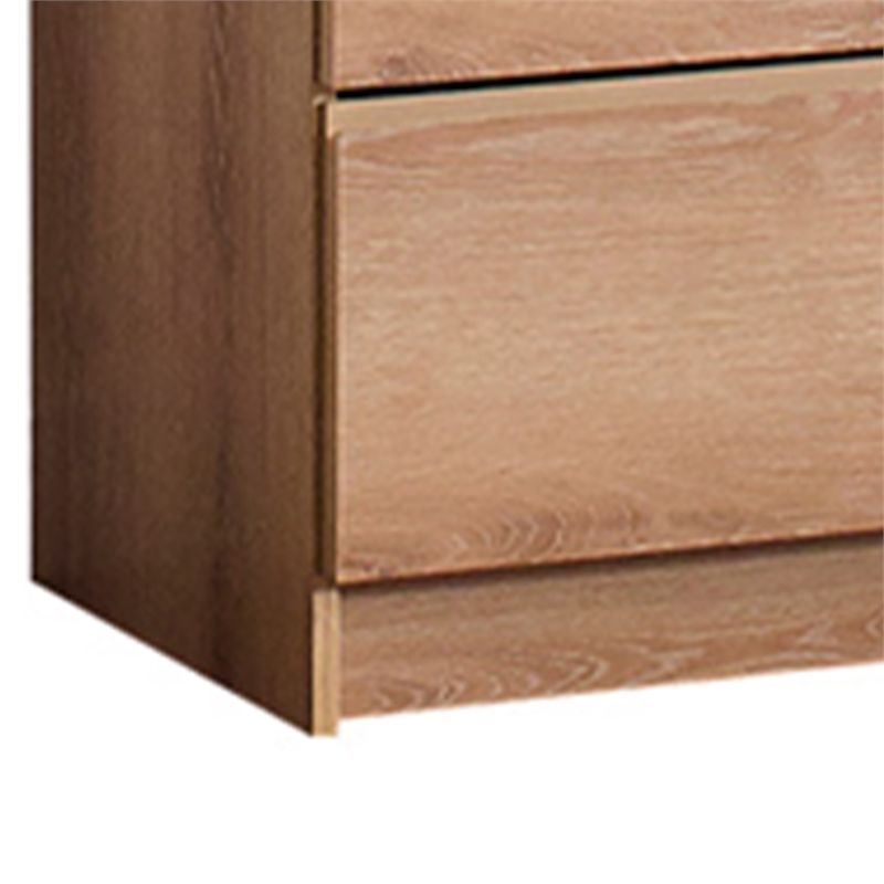 Benjara Vedz Dresser Unit with 2 Drawers- Modern Oak Brown Melamine Finish