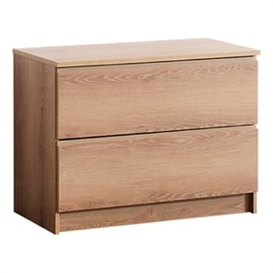 Benjara Vedz Dresser Unit with 2 Drawers- Modern Oak Brown Melamine Finish